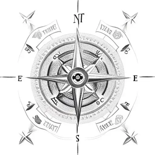 family tree with eagle and compass tattoo design idea