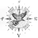 family tree with eagle and compass tattoo design idea