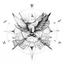 family tree with eagle and compass tattoo design idea