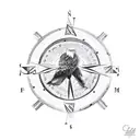 family tree with eagle and compass tattoo design idea