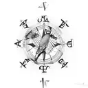 family tree with eagle and compass tattoo design idea