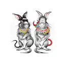 2 rabbits, 2 rats, monkey, rooster, dragon circling all tattoo design idea