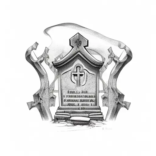 graveyard with headstones with the name Birgitta on it tattoo design idea