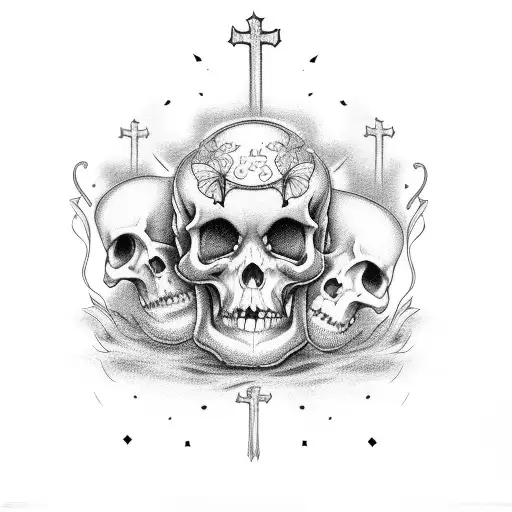 graveyard with headstones with the name Birgitta on it tattoo design idea