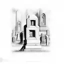 graveyard with headstones tattoo design idea