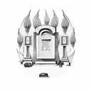 graveyard with headstones tattoo design idea