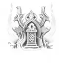 graveyard with headstones with the name Birgitta on it tattoo design idea