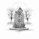 graveyard with headstones with the name Birgitta on it tattoo design idea