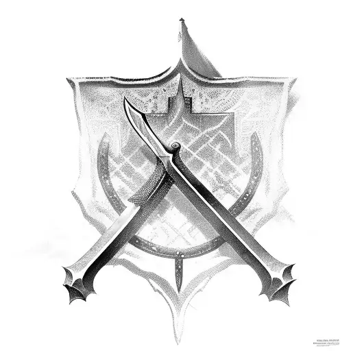 A detailed illustration of a legendary sword from the crusades tattoo design idea