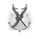 A detailed illustration of a legendary sword from the crusades tattoo design idea