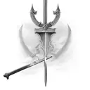 A detailed illustration of a legendary sword from the crusades tattoo design idea