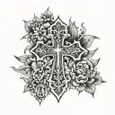 cross with "in god we trust"  tattoo design idea