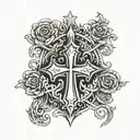 cross with "in god we trust"  tattoo design idea