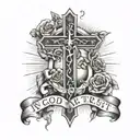 cross with "in god we trust"  tattoo design idea