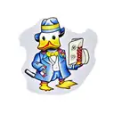 little duck with a holding a tommy gun in one hand, a vest from the 3-piece suit, and a fedora tattoo design idea