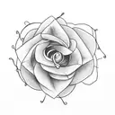 single flower that leads into a vine, single needle tattoo design idea