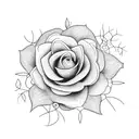single flower that leads into a vine, single needle tattoo design idea