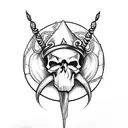 Skull, mushroom, spiderweb and unicorn tattoo design idea