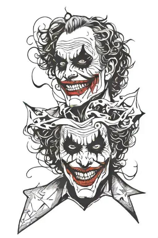 joker playing with faces tattoo design idea