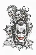 joker playing with faces tattoo design idea