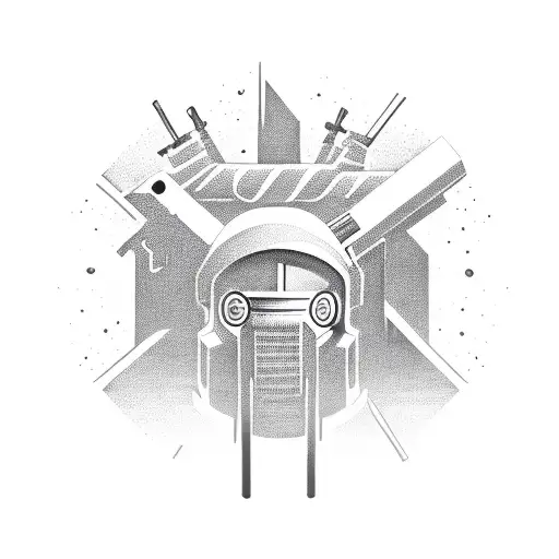 Combine gun and money elements to create a unique hooded character representing power and wealth tattoo design idea