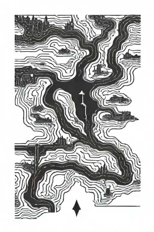 minimalist road map blackout tattoo. The roads should be white and the rest black tattoo design idea