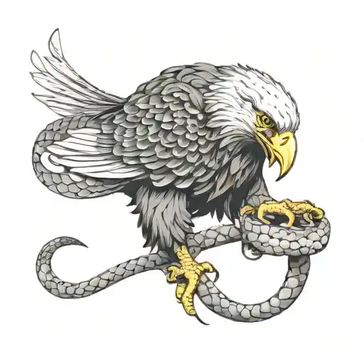 Eagle eating a snake eating a rat holding tattoo design idea