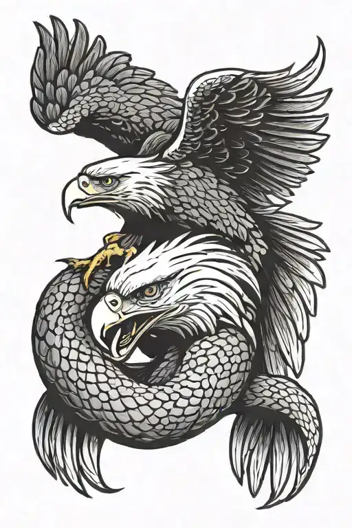 Eagle eating a snake eating a rat  tattoo design idea