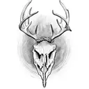 whitetail deer skull with arrows and wilderness tattoo design idea