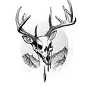 whitetail deer skull with arrows and wilderness tattoo design idea