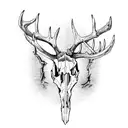whitetail deer skull with arrows and wilderness tattoo design idea