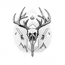 whitetail deer skull with arrows and wilderness tattoo design idea