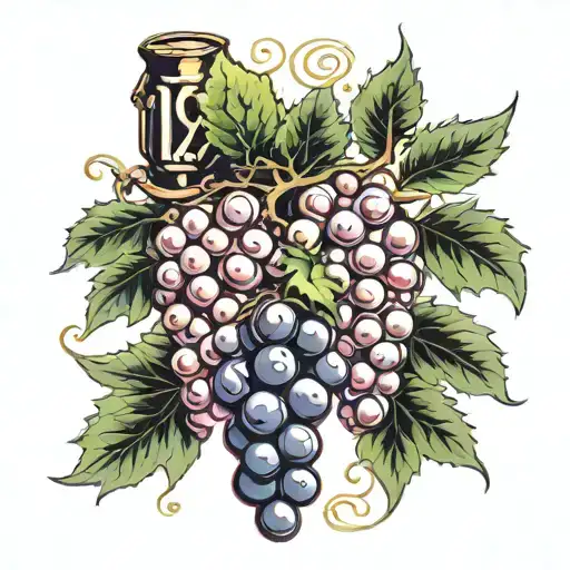 number 19 large wine grapes tattoo design idea