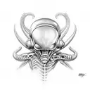 Alien does robbery tattoo design idea