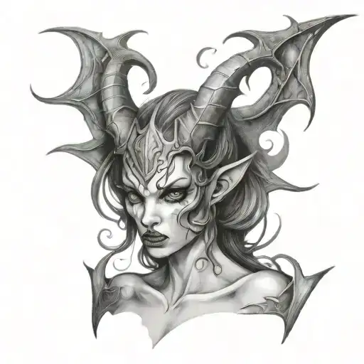 Succubus scary tattoo design idea