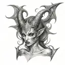 Succubus scary tattoo design idea