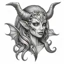 Succubus scary tattoo design idea