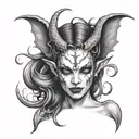 Succubus scary tattoo design idea