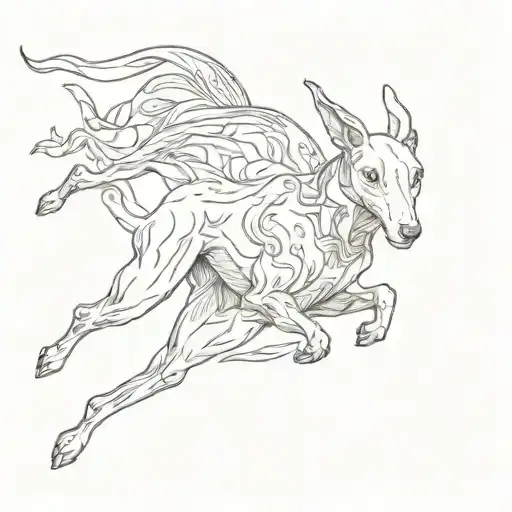 a greyhound chasing a rabbit tattoo design idea