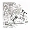 a greyhound chasing a rabbit tattoo design idea