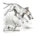 a greyhound chasing a rabbit tattoo design idea