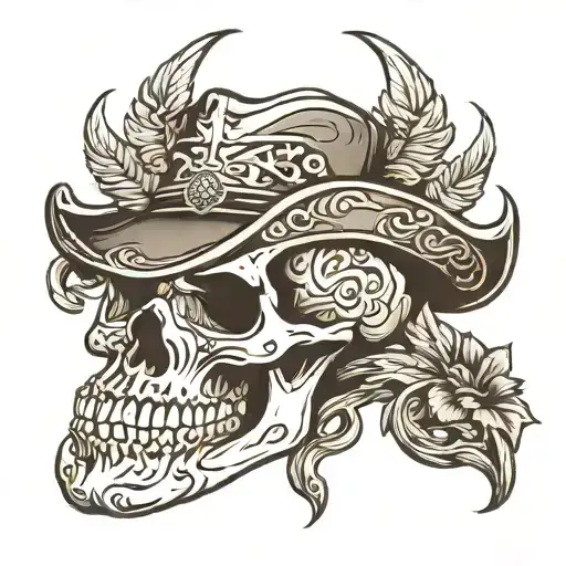 western skull tattoo design idea
