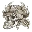western skull tattoo design idea