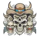 western skull tattoo design idea