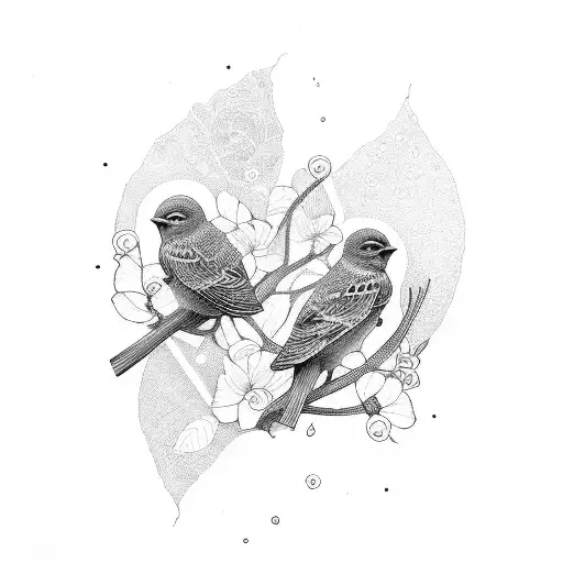 two birds tattoo design idea