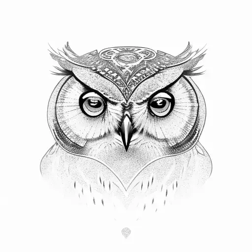 owl, ocean, trident, geometric tattoo design idea