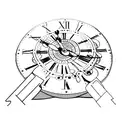 sentence woth images of a clock a red wine glass and hearts inside de wine tattoo design idea