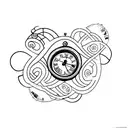 sentence woth images of a clock a red wine glass and hearts inside de wine tattoo design idea