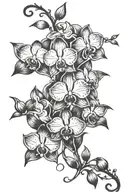 vine tattoo from right thigh to left breast with orchids tattoo design idea