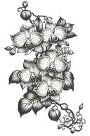 vine tattoo from right thigh to left breast with orchids tattoo design idea